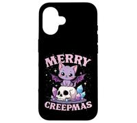 Merry Creepmas Cat Pastel Goth Christmas Skull Case for iPhone 16