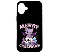 Merry Creepmas Cat Pastel Goth Christmas Skull Case for iPhone 16 Plus