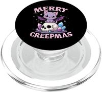 Merry Creepmas Cat Pastel Goth Christmas Skull PopSockets PopGrip for MagSafe