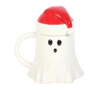 Merry Creepmas Ghost With Santa Hat 500ml Mug Something Different White One Size
