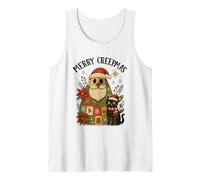 Merry Creepmas Santa Black Cat Holiday Fun Tank Top