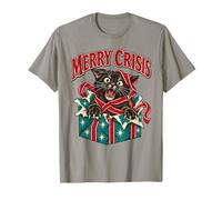 Merry Crisis Black Cat in Wrapped Box Funny Christmas T-Shirt