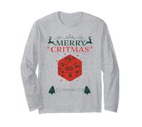 Merry Critmas 20 Sided Dice RPG Christmas Holiday Board Game Long Sleeve T-Shirt