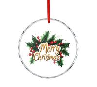 Merry Day Christmas Cute Christmas Pendants Round Glass Xmas Tree Hanging Ornaments for Home Holiday Decoration