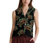Merry Day Christmas Women's Waistcoat Laplel Sleeveless Stylish Suit Vest for Formal Casual Wear 2XL