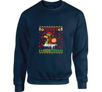 Merry Dogmas Jumper Christmas Festive Dog Lovers Dog Dad Dachshund Dog Breed Xmas Dog Paws Christmas Tree Family Matching Unisex Adult Kids Sweatshirt (L, Navy)