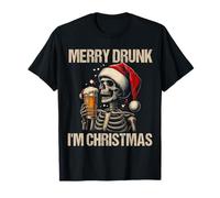 Merry Drunk I'm Christmas Skeleton Drink Beer Christmas T-Shirt
