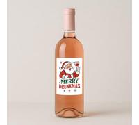 Merry Drunkmas Holiday Wine Bottle Label, Festive Christmas Santa Design, Novelty Rose Wine Label Sticker