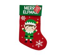 Merry Elfmas Christmas Stocking - Elf Design Holiday Stocking 35 × 28 cm - Single Piece