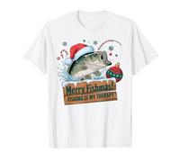 Merry Fishmas Bass Fishing is My Therapy Angler Value Graphic T-Shirt