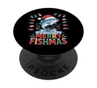 Merry Fishmas Big Mouth Bass Fishing Holiday PopSockets Adhesive PopGrip