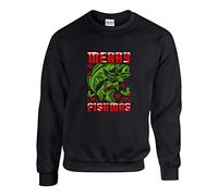 Merry Fishmas Jumper, Funny Christmas Fishing Carp Fisher Xmas Gift Men Women Sweatshirt Unisex Kids Adults Top(4XL, Black)
