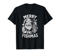Merry Fishmas Vintage Santa Fishing Christmas T-Shirt