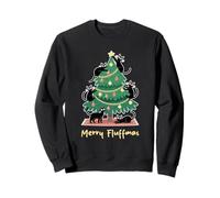 Merry Fluffmas Black Cats Christmas Tree Holiday Sweatshirt