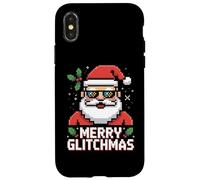 Merry Glitchmas Pixel Santa Retro Gaming Christmas Case for iPhone X/XS