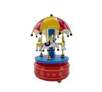 Merry-Go-Round Music Box, Vintage Carousel Musical Box with 4 Horses Clockwork Mechanism Laxury Carousel Music Box for Christmas Wedding Birthday Gift (Yellow)