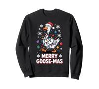 Merry Goose-mas Christmas Lights Santa Hat Funny Goose Sweatshirt