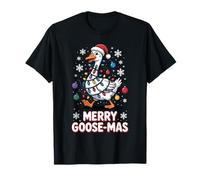 Merry Goose-mas Christmas Lights Santa Hat Funny Goose T-Shirt