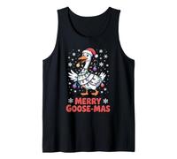 Merry Goose-mas Christmas Lights Santa Hat Funny Xmas Goose Tank Top