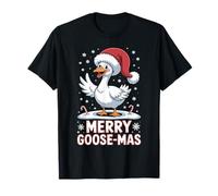 Merry Goose-mas Santa Hat Funny Christmas Goose T-Shirt