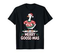 Merry Goose-mas Ugly Sweater Santa Hat Funny Goose Christmas T-Shirt