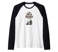 Merry Gothmas Skeleton Santa Dead Tree Goth Christmas Raglan Baseball Tee