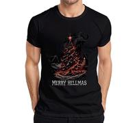 Merry Hellmas Burning Christmas Tree Horror Gothic Gift Men's T-Shirt, black, S
