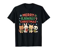 Merry Kawaii Christmas Cute Animal Present Crew Holiday Kids T-Shirt