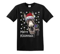 Merry KissMyAss DUNKY Christmas Funny Gift Men's Xmas Tshirt Joke Tee Top(Black, XL)