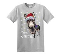 Merry KissMyAss DUNKY Christmas Funny Gift Men's Xmas Tshirt Joke Tee Top(Grey, XXL)