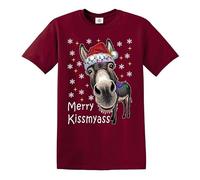 Merry KissMyAss DUNKY Christmas Funny Gift Men's Xmas Tshirt Joke Tee Top(Maroon, XL)
