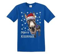 Merry KissMyAss DUNKY Christmas Funny Gift Men's Xmas Tshirt Joke Tee Top(Royal Blue, L)