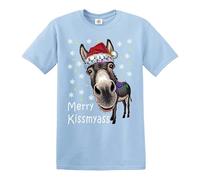 Merry KissMyAss DUNKY Christmas Funny Gift Men's Xmas Tshirt Joke Tee Top(Sky Blue, XXL)