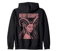 Merry Krampus Ironic Lilith Christmas Dark Feminine Occult Zip Hoodie