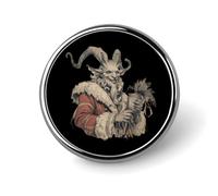 Merry Krampus Round Lapel Pin Button Brooch Tie Badge Elegant Hat Clothing Jewelry Accessories
