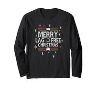 Merry Lag Free Christmas Funny Gamers Problems Long Sleeve T-Shirt