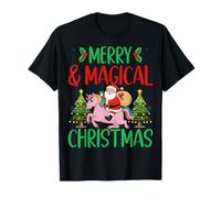 Merry & Magical Christmas Santa Riding Unicorn Xmas Holiday T-Shirt