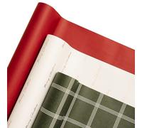 Merry Market Christmas Wrapping Paper Rolls, Premium Matte Gift Wrap, 30” x 168” Large Roll, Gold-Foil Plaid Design, Holiday Gift Wrapping