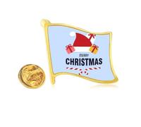 Merry mas Santa Claus Hat Golden Metal Flag Lapel Pin Badge
