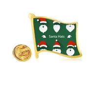 Merry mas Santa Claus Portrait Golden Metal Flag Lapel Pin Badge