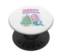 Merry Mermaid Kids Christmas Design PopSockets Adhesive PopGrip