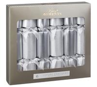 Merry Moments Luxury Crackers 6pk - Silver - Each Cracker Contains a Party Hat, Joke and a Plastic Gift to Add Some Festive Cheer to Your Celebrations - 6 x 14" (Approx.)