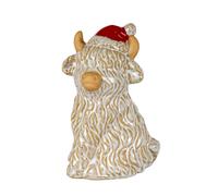 Merry Moo Ceramic Cow Ornament Gazing Left Novelty Christmas Decoration