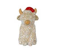 Merry Moo Ceramic Cow Ornament Novelty Farmyard Christmas Decoration