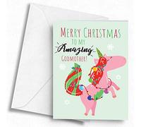 Merry Occasions > Christmas to My Amazing Godmother! (Unicorn) - A5 Greetings Card