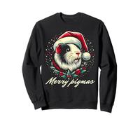 Merry Pigmas Santa Hat Guinea Pig Christmas Vintage Artistic Sweatshirt