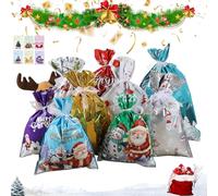Merry Pouch Drawstring Gift Bags, Christmas Foil Gift Wrapping Sacks Pouches with Tags, Christmas Giftes Bag for Birthday, Goodies, Xmas Presents Holiday Party Decoration Supplies(27pcs)