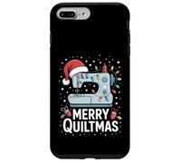 Merry Quiltmas Sewing Machine Christmas Lights Santa Hat Case for iPhone 7 Plus/8 Plus