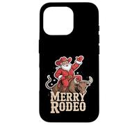 Merry Rodeo Santa Riding Bull Western Christmas Case for iPhone 16 Pro