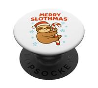 Merry Slothmas Kids Christmas Sloth Design PopSockets Adhesive PopGrip
